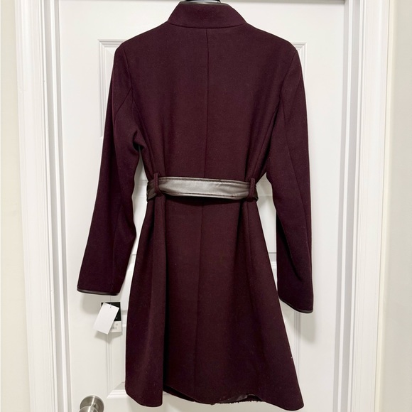 Nine West Women's Burgundy Wool Blend Coat with Belt - NEW - Picture 5 of 15